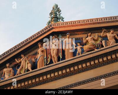 Primo piano del museo d'arte di Philadelphia. Foto Stock