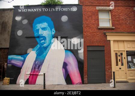 Freddie Mercury Street Artwork a Dublino, Irlanda Foto Stock