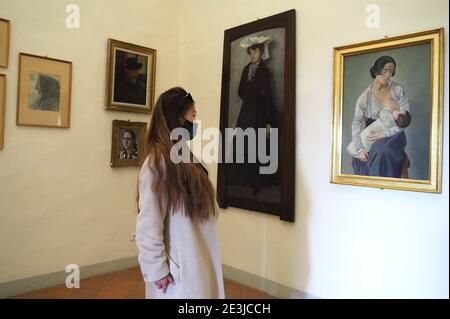 Italia, Toscana, Cortona (Arezzo), 18 gennaio 2021 : primo giorno di riapertura del Museo MAEC (Museo Accademia Etrusca Cortona) dopo il Foto Stock