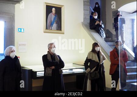 Italia, Toscana, Cortona (Arezzo), 18 gennaio 2021 : primo giorno di riapertura del Museo MAEC (Museo Accademia Etrusca Cortona) dopo il Foto Stock