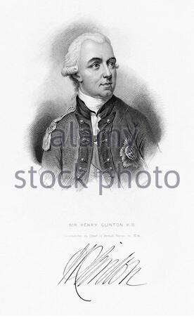 Il generale Sir Henry Clinton, 1730 – 1795, è stato un ufficiale e un politico dell'esercito britannico che ha seduto nella Camera dei Comuni tra il 1772 e il 1795. È meglio conosciuto per il suo servizio come generale durante la Guerra d'Indipendenza americana. Foto Stock