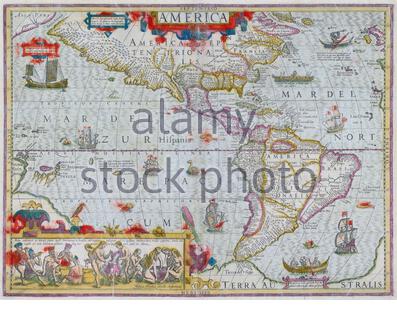 America, mappa vintage del 1635 Foto Stock