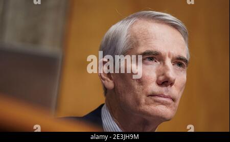 Il senatore degli Stati Uniti Rob Portman (R-OH) partecipa a un'audizione di sicurezza interna del Senato e degli affari governativi sulla nomina di Alejandro Mayorkas ad essere segretario del Dipartimento di sicurezza interna (DHS) su Capitol Hill a Washington, Stati Uniti, 19 gennaio 2021. Photo by Joshua Roberts/PoolâÂ€Â¨ /ABACAPRESS.COM Foto Stock