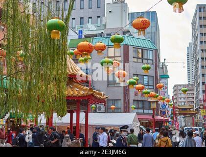 Kobe, Giappone - 11 novembre 2017: Chinatown a Kobe, prefettura di Hyogo, Giappone Foto Stock