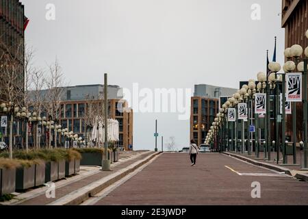 Washington DC, USA - 17 gennaio 2021: Strade vuote di Washington DC durante il Covid 19 Coronavirus blocco Foto Stock