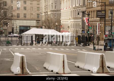 Washington DC, USA - 17 gennaio 2021: Accesso stampa a Washington DC durante l'elezione del presidente Joe Biden 2021 Foto Stock