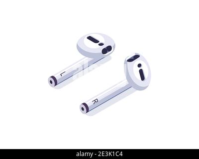 Illustrazione delle cuffie wireless isolata su sfondo bianco. Auricolari moderni. Vettore. Illustrazione Vettoriale