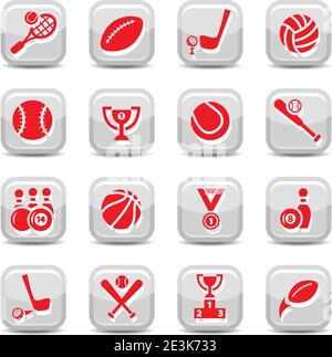 Set di icone vettore sport per il Web e il cellulare. Tutti gli elementi sono raggruppati. Illustrazione Vettoriale