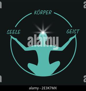 anima del corpo anima cerchio persona seduta in posizione yoga loto Illustrazione vettoriale EPS10 Illustrazione Vettoriale