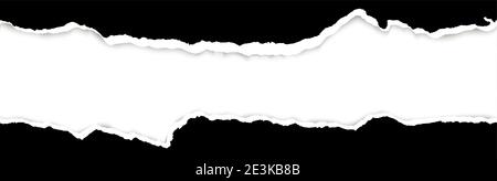 parte superiore e inferiore della carta strappata aperta di colore nero Illustrazione Vettoriale