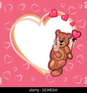 carta di san valentino con il teddy Illustrazione Vettoriale