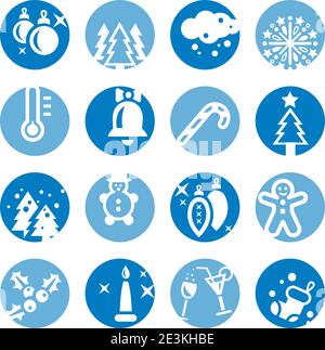 Elegante set di icone Cristmas colorate creato per dispositivi mobili, Web e applicazioni. Illustrazione Vettoriale