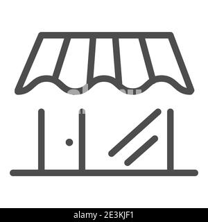 Scopri l'icona della linea della facciata, il concetto di panetteria, il cartello da costruzione della panetteria su sfondo bianco, l'icona del negozio di pane in stile outline per il web e il concept mobile Illustrazione Vettoriale