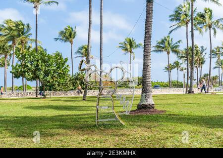 Lummus Park a South Beach Miami durante il Natale. Foto Stock