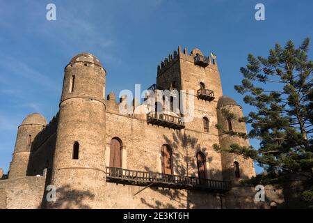 Gondar, Etiopia - il Palazzo di Fasilidas, o Castello di Fasilidas è stato commissionato nel 17 ° secolo dall'imperatore Fasilidas. Foto Stock