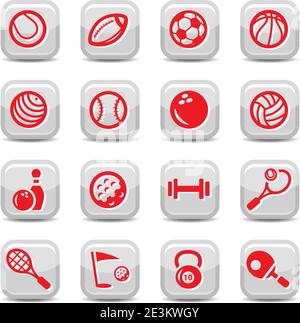 Le icone consentono di impostare sport e giochi per il Web e i dispositivi mobili. Illustrazione Vettoriale