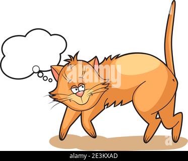 Illustrazione dei sogni di Red Cat. Scenario isolato vettore Cartoon. Illustrazione Vettoriale