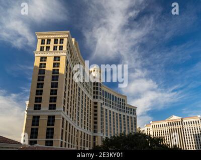 Las Vegas, 8 GENNAIO 2021 - Vista pomeridiana del Bellagio Hotel and Casino Foto Stock