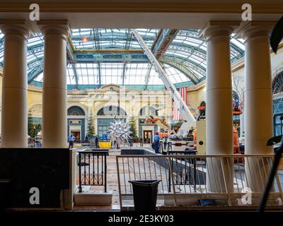 Las Vegas, 8 GENNAIO 2021 - il Bellagio Conservatory and Botanical Gardens è in fase di ristrutturazione Foto Stock