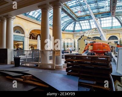 Las Vegas, 8 GENNAIO 2021 - il Bellagio Conservatory and Botanical Gardens è in fase di ristrutturazione Foto Stock