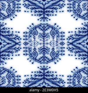 Design classico senza cuciture in ceramica blu e bianca Foto Stock