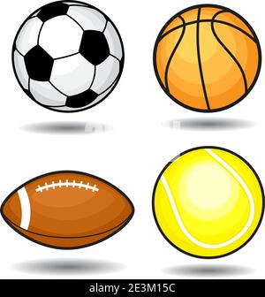 Palle sportive. Raccolta vettoriale. Isolato su sfondo bianco. Illustrazione Vettoriale