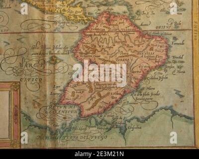 Mappa delle Americhe(1600) sud-est. Foto Stock