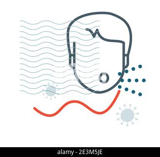 Novel Coronavirus - COVID-19 - Tosse secca - icona come EPS 10 file Illustrazione Vettoriale