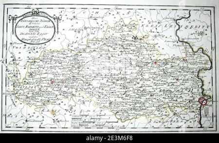 Mappa di Boemia nel 1791 di Reilly 096. Foto Stock