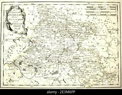 Mappa di Boemia nel 1791 di Reilly 098. Foto Stock