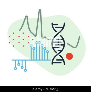Ricerca relativa a DNA e genoma - icona come EPS 10 File Illustrazione Vettoriale