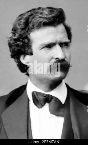 Mark Twain Photo Portrait, 7 febbraio 1871, Riparazione ritagliata. Foto Stock