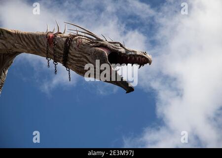 Orlando, Florida. The Dragon in cima alla fuga da Gringotts Bank Ride, Universal Studios a Orlando, Florida. 27 ottobre 2020. @ Veronica Bruno / Alamy Foto Stock