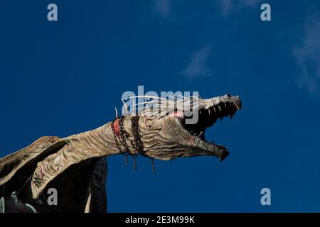 Orlando, Florida. The Dragon in cima alla fuga da Gringotts Bank Ride, Universal Studios a Orlando, Florida. 27 ottobre 2020. @ Veronica Bruno / Alamy Foto Stock