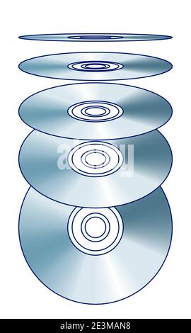 Immagine del set di compact disc ottici digitali Illustrazione Vettoriale