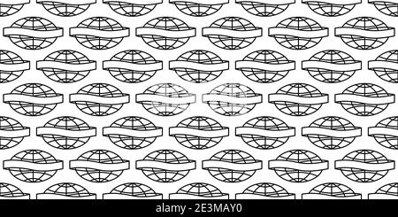 Disegno senza giunture del globo astratto del contorno con anello del nastro Illustrazione Vettoriale