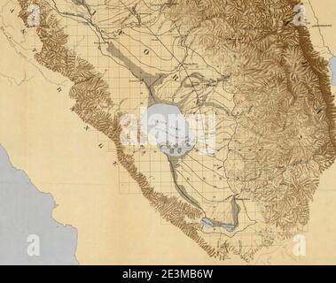 Mappa delle Valli di San Joaquin, Sacramento e Tulare 1873 - Valle di Tulare. Foto Stock