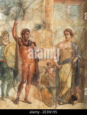 Matrimonio di Alessandro e Statira come Ares e Afrodite, affresco, ca. 69 m. C., copia dopo Aetion. Antiquarim, Pompei. Foto Stock