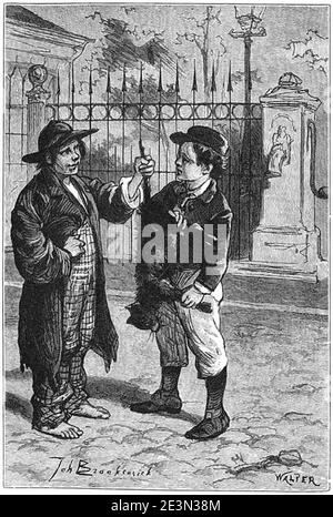 Mark Twains De Loggevallen van Tom Sawyer plaat 1 Johan Braakensiek. Foto Stock