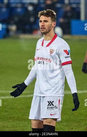 Sergi Gomez di Siviglia durante il campionato spagnolo la Liga partita di calcio tra CD Alaves e Sevilla CF il 19 gennaio 2021 allo stadio Mendizorrotza di Vitoria, Spagna - Foto Ricardo Larreina / Spagna DPPI / DPPI / LiveMedia Foto Stock