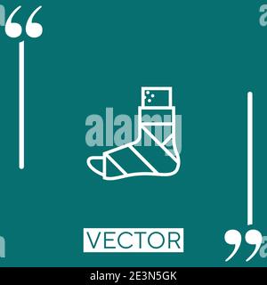 Icona vettore piedi intonacato icona lineare. Linea tratto modificabile Illustrazione Vettoriale