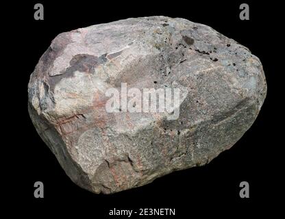 Grande pietra di granito naturale isolato su nero Foto Stock