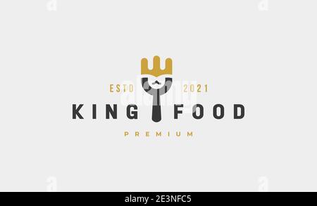 figura del disegno vettoriale con logo della forchetta per alimenti king Illustrazione Vettoriale