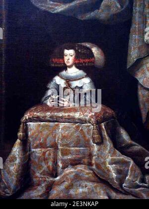 Mariana de Austria en oración, studio di Diego Velázquez. Foto Stock