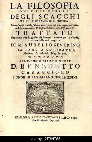 Marco Aurelio Severino - la filosofia overo il perche degli scacchi 1690 007. Foto Stock