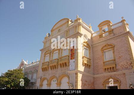 Cartagena de Indias, Colombia - 14 gennaio 2010: Il famoso Teatro Heredia nel centro di Cartagena. Ufficialmente Adolfo Mejia Theatre, all'interno del teatro Foto Stock