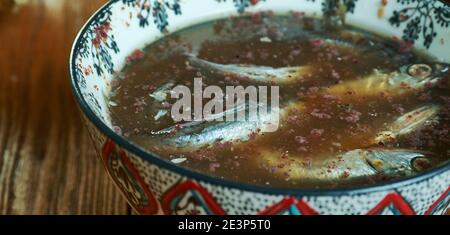Garum - antica salsa di pesce fermentata che risale al romano volte Foto Stock