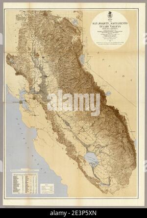 Mappa delle Valli di San Joaquin, Sacramento e Tulare 1873. Foto Stock