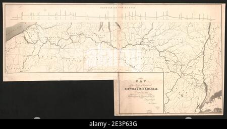 Mappa del percorso della proposta New York & Erie Railroad - come intervistato nel 1834 Foto Stock