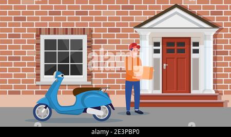 L'uomo ha lasciato scatole di cartone con merci Illustrazione Vettoriale